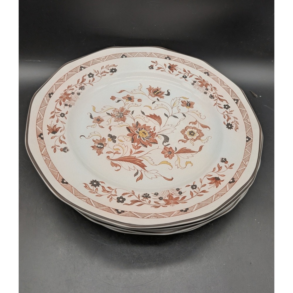 Wedgwood Etruria Barlaston Kashmar Dinner Plates Set of 4 Floral Octagonal 10in